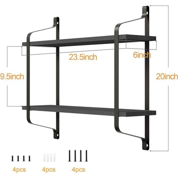 Floating Shelves Wall Mounted Industrial Wood Wall Shelves for Pantry LivingRoom - Picture 4 of 6